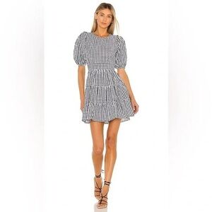 Faithfull the Brand Lizzy Mini Dress Women’s XS Varsha Gingham Puff Sleeve